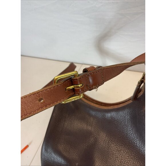 EUC VTG‎  Dooney & Bourke Black Tan Tumbled Pebbled Leather Hobo shoulder Bag - Picture 9 of 16